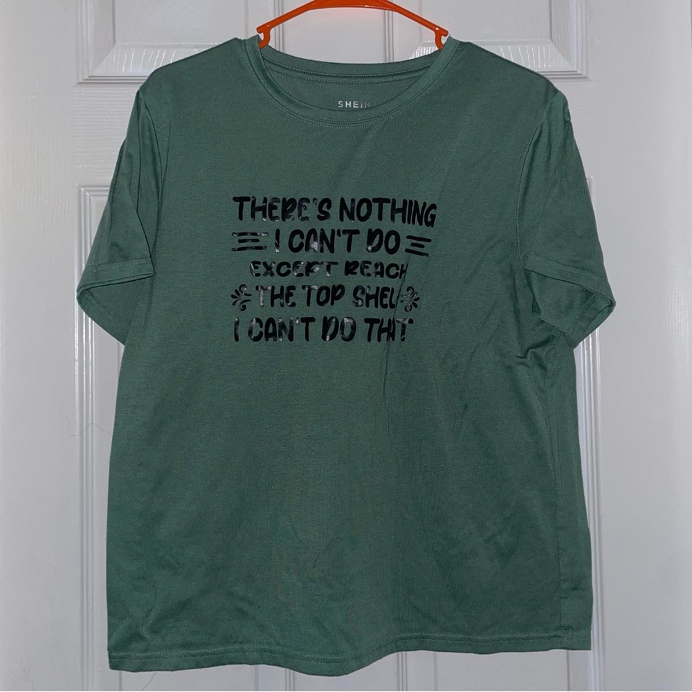 SHEIN Olive Green Tee with Black Print